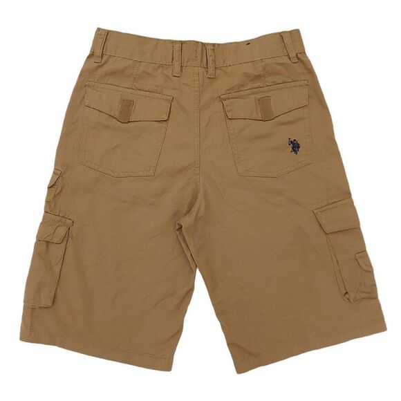 US Polo Assn. Boys Cargo Shorts Size 16 Brown Adjustable Waist Hiking Walking - Picture 2 of 5